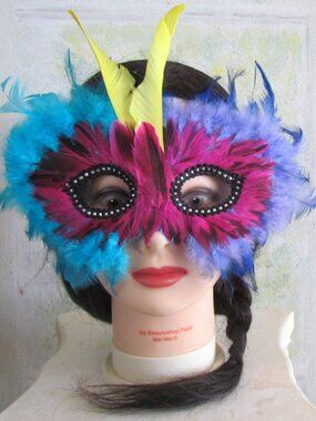 FESTIVAL MASK, BRIGHT FEATHERS for MASKED BALL, MASQUERADE, COSTUME PARTY